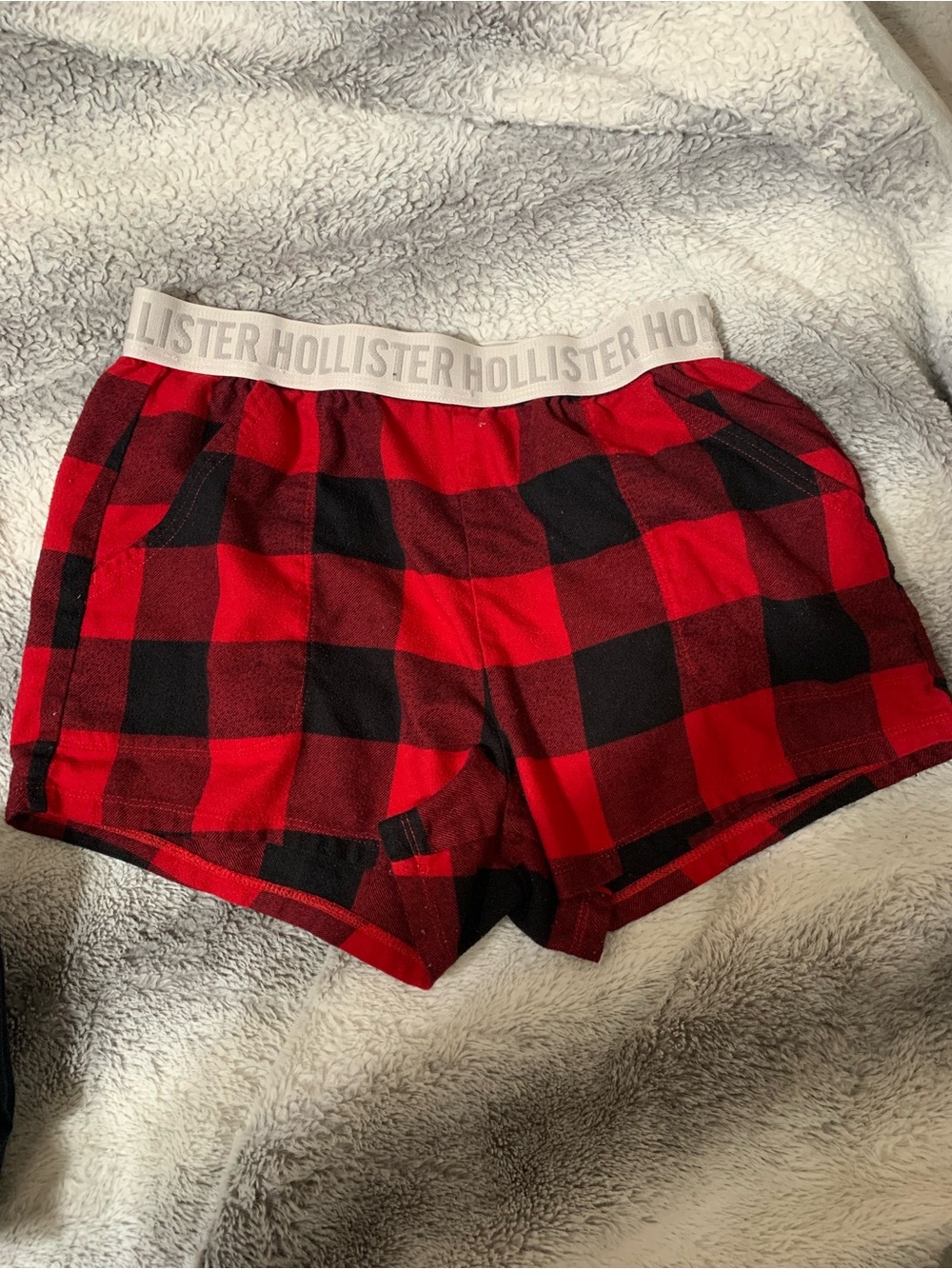 Hollister Red & Black Plaid Lounge Shorts